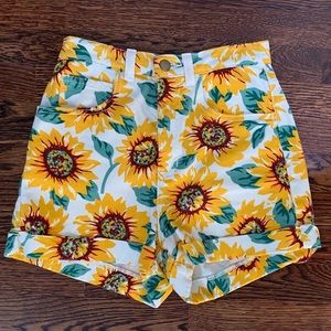 American Apparel High Waisted Sunflower Shorts